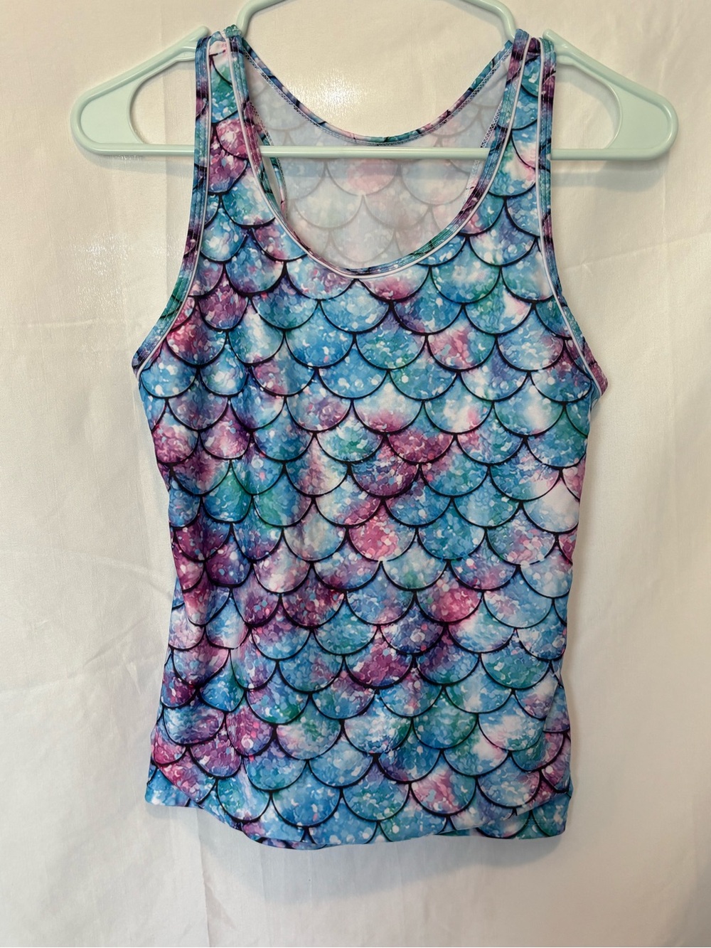 Kids Mermaid-Scale Tankini Top - Blue & Purple